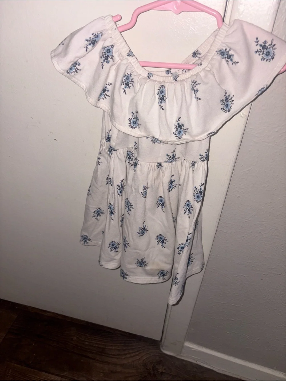 Girls White Floral Ruffle dress - white Floral Pattern 18-24m